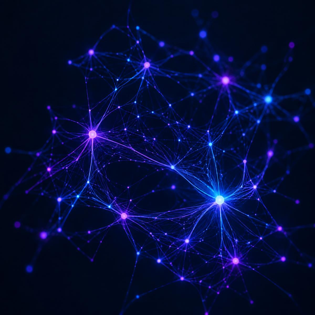 Abstract network of glowing neurons and synaptic connections